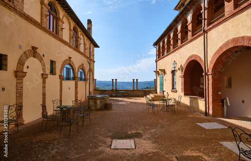 cloister with beautiful view in umbria  italy