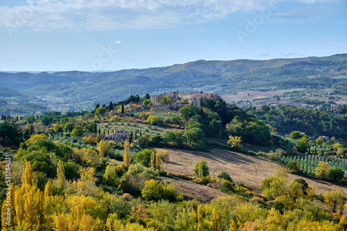 view of famous italian hills,umbria, italy