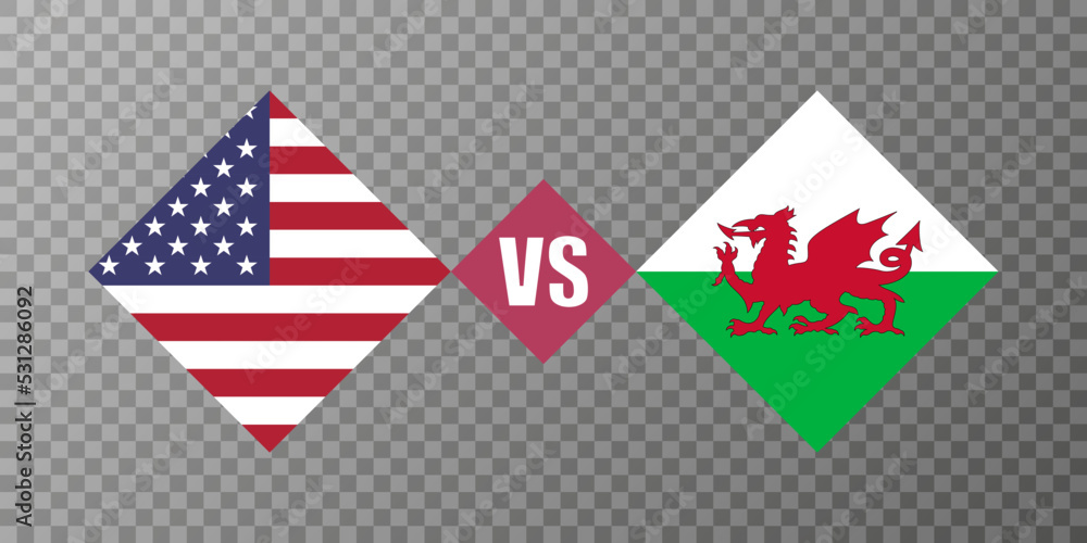 Wales vs USA flag concept. Vector illustration. Wales vs USA flag concept. Vector illustration.