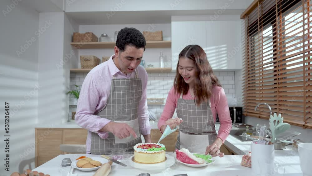 Happy family cooking together on kitchen. Happy family cooking together on kitchen.