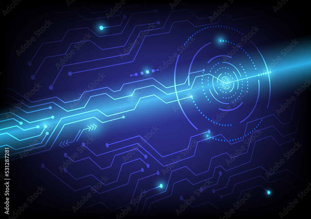 Illustration of hi-tech background concept futuristic digital innovation with circuit board.