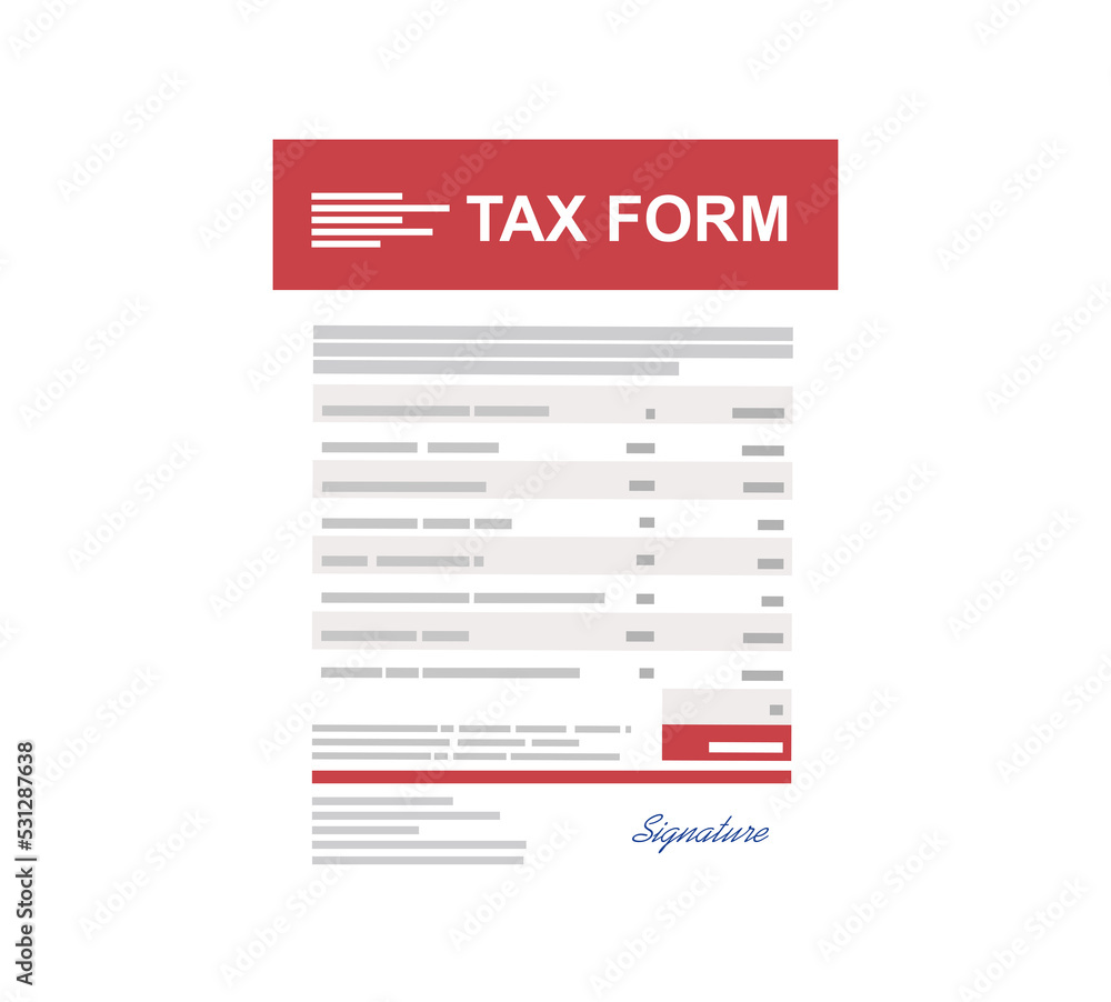 Vector illustration tax form icon. Federal income tax form. Tax return Vector illustration tax form icon. Federal income tax form. Tax return
