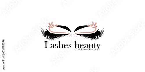 Set of eyelash extension logo design for beauty salon with creative element premium vector