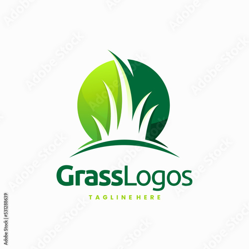 grass circle logo design template