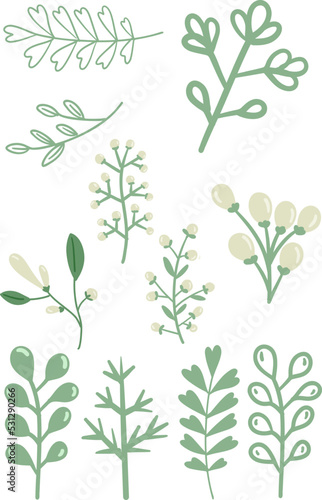 the pattern of green leaves with white flower