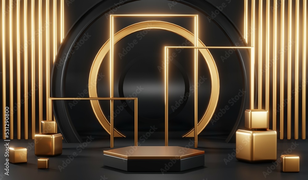 3D rendering of blank product background for cream cosmetics Modern black podium background 3D rendering of blank product background for cream cosmetics Modern black podium background