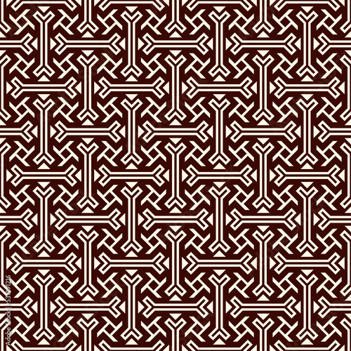 Tribal wallpaper. Seamless image. Ethnic ornament. Folk pattern. Geometric backdrop. Mosaics motif. Grid background. Digital paper. Textile print. Abstract web illustration. Vector art