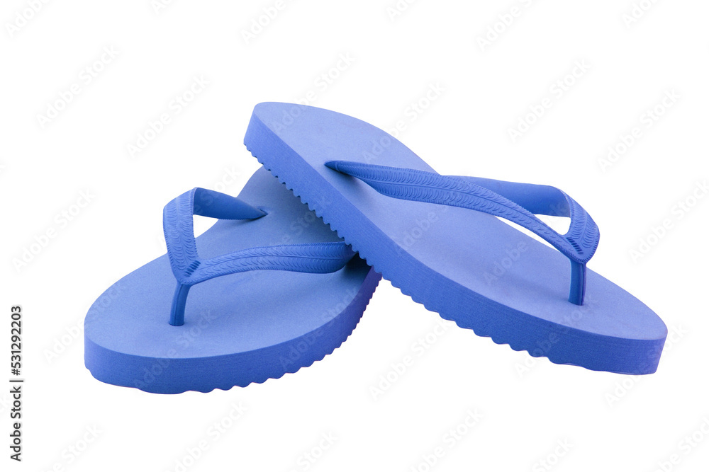Summer blue flip flops sandals  isolated on transparency photo png file  - obrazy, fototapety, plakaty 