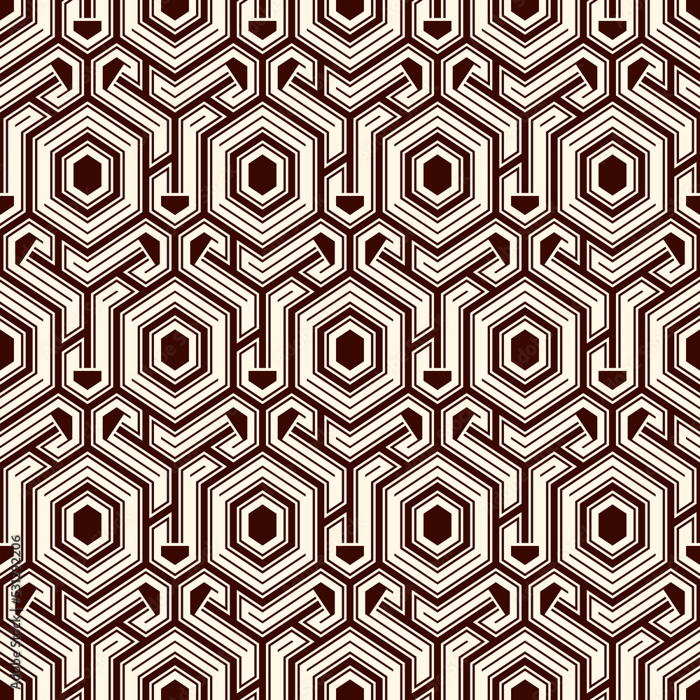 Honeycomb seamless pattern. Hexagon mosaic tiles ornament. Ethnic surface print. Repeated geometric figures background. Ornamental wallpaper. Modern geo design digital paper. Vector abstract art. Honeycomb seamless pattern. Hexagon mosaic tiles ornament. Ethnic surface print. Repeated geometric figures background. Ornamental wallpaper. Modern geo design digital paper. Vector abstract art.