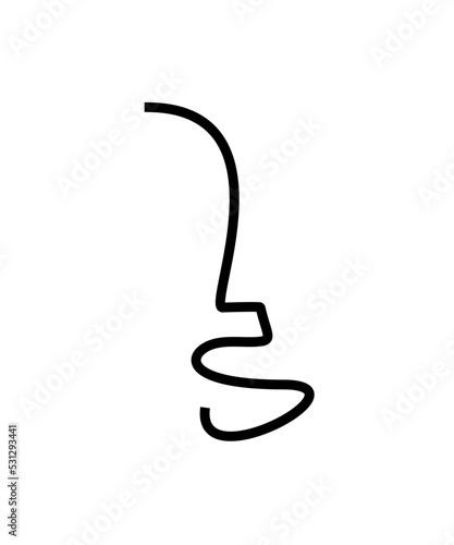 face silhouette one line. contour face mimimalism logo. nose and lips - unisex vector icon. person shape. facial features