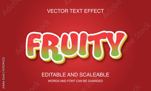 Fruity Editable 3D text style effect vector template