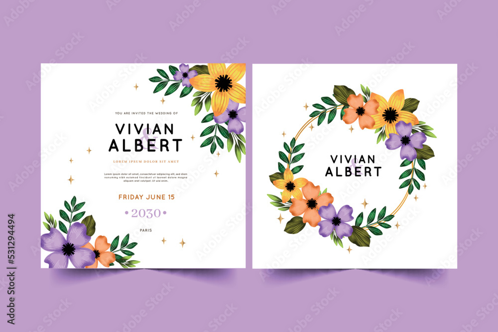 beautiful floral wedding invitation template vector design illustration