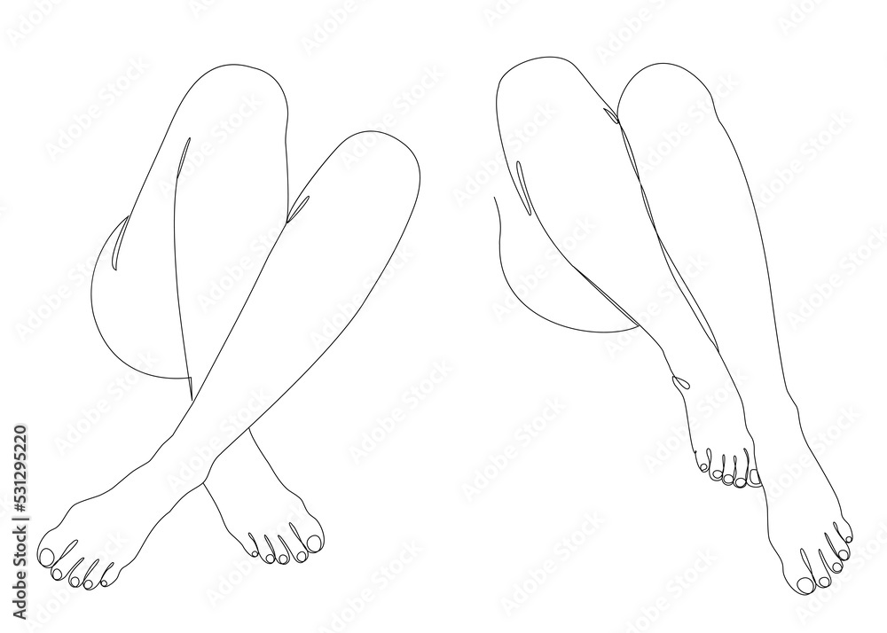Collection. Silhouettes of human legs, feet in a modern one line style. Continuous line drawing, aesthetic outline for home decor, posters, wall art, stickers, logo. Vector illustration set. Collection. Silhouettes of human legs, feet in a modern one line style. Continuous line drawing, aesthetic outline for home decor, posters, wall art, stickers, logo. Vector illustration set.