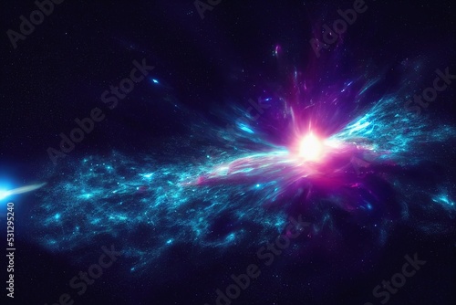Fotografia Supernova explosion observed in the Galaxy, light beam Travelling At Five Times
