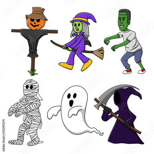 halloween characters set