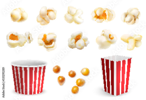 Realistic Popcorn Set