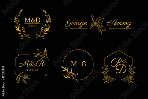 linear flat   wedding monograms vector design illustration