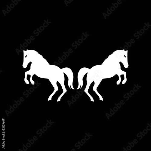 Two white horse animal logo 