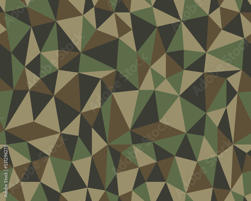 Seamless background from cells, camouflage triangles. Irregular mosaic backdrop.	