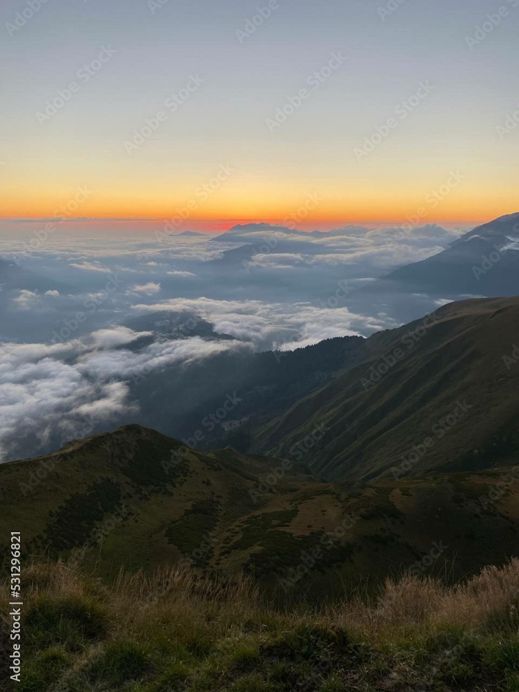 sunset in the mountains