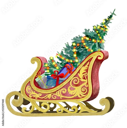 Christmas sleigh christmas tree ornament