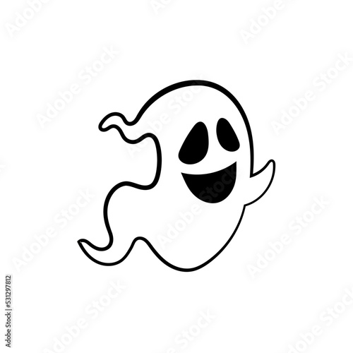 Fantasma de halloween, estilo línea simple. Fantasma volador, dibujo animado. Concepto de miedo y terror. Ilustración vectorial