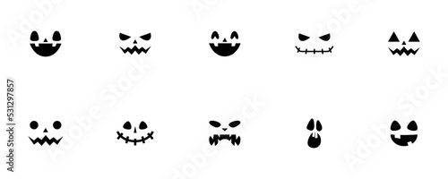 Conjunto de iconos de halloween. Colección de caras de terror y divertidas. Ilustración vectorial