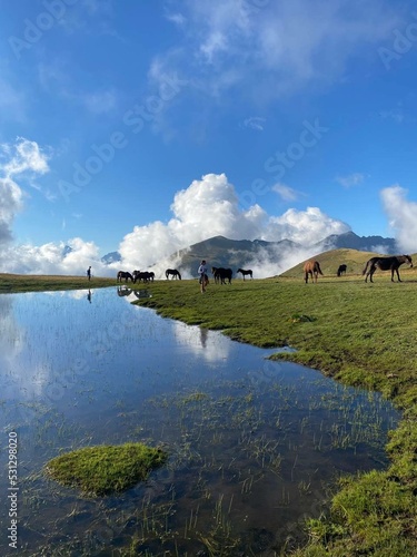 lake and mountains