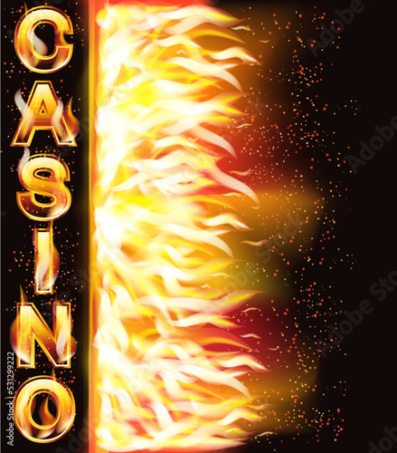 Hot fire casino banner, vector illustration