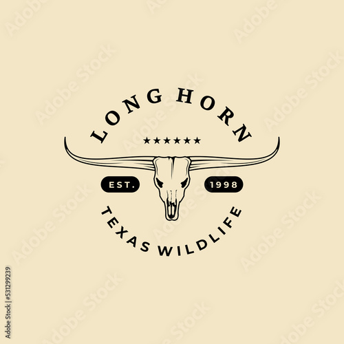 texas long horn farm logo vintage vector symbol illustration design