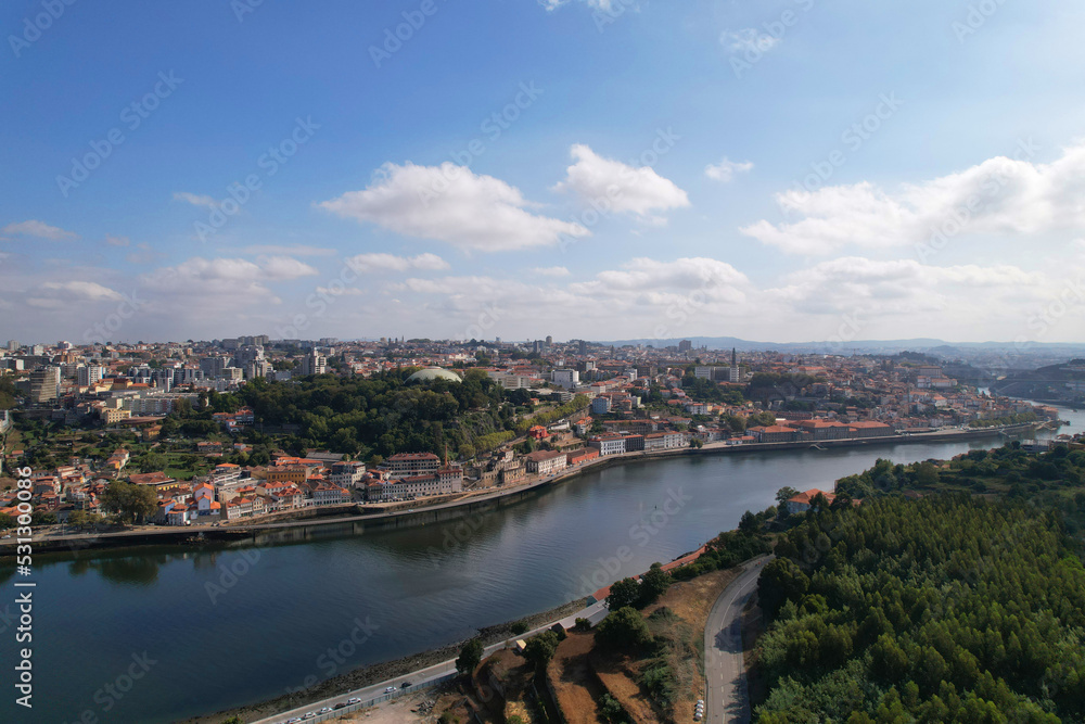 Porto Embankment over the river Douro at sunny day