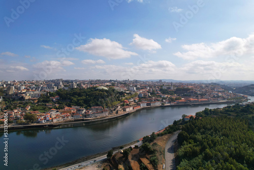 Porto Embankment over the river Douro at sunny day