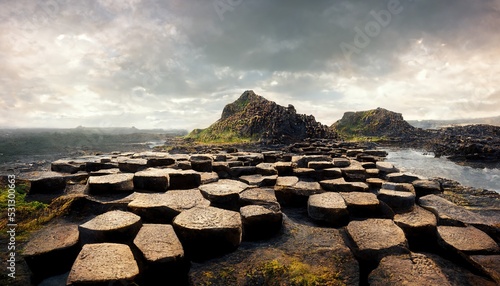 An illustration of the Giant Causeway in Ireland. photo