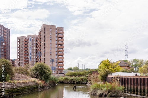 London, England, UK - September 04, 2022: New apartment complex along the Roding Riverside in Barking, East London, UK