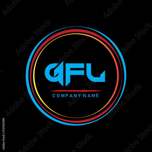 G F L .GFL letter logo design for company logo.GFL creative shape with circle photo