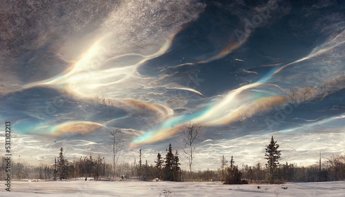 An illustration of Nacreous Clouds, Silver Lining. photo