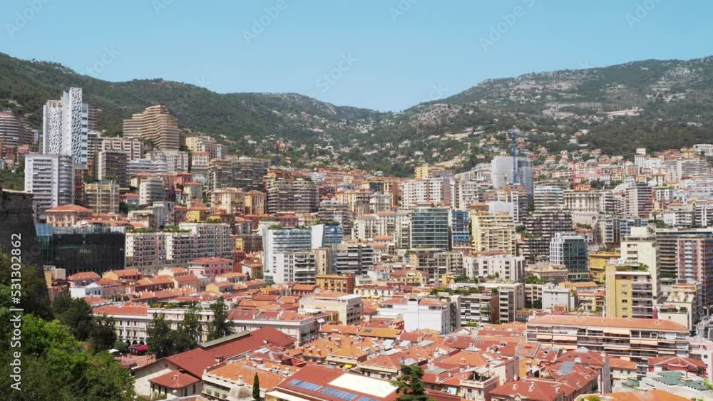 Panoramic view of Monte Carlo, Monaco. France, Mediterranean Sea. tourist attraction, travel guide and sights of city breaks. landmarks, postcard, on road trip panoramic banner Panoramic view of Monte Carlo, Monaco. France, Mediterranean Sea. tourist attraction, travel guide and sights of city breaks. landmarks, postcard, on road trip panoramic banner
