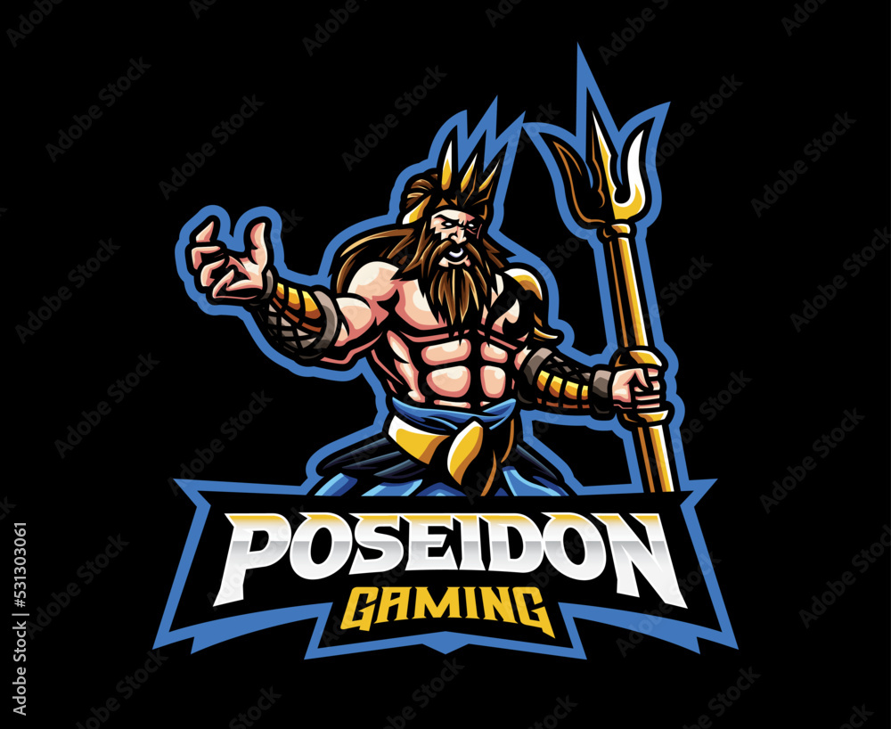 Poseidon god mascot logo design