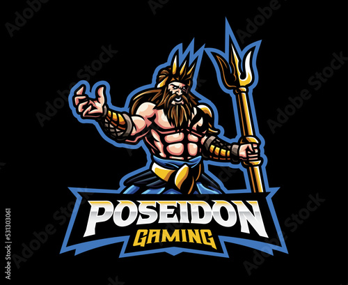 Poseidon god mascot logo design