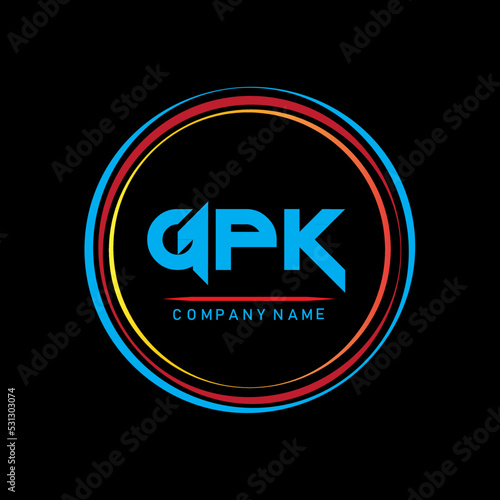 GPK simple logo for company.GPK t-shirt logo design.GPK letter logo design on black background.GPK creative letter logo design.GPK letter logo design monogram icon vector photo