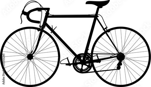 Vintage Racing road bike, Retro style Racing Bicycle, old racer triathlon street sport Aero road bike. Detailed vector illustration realistic silhouette