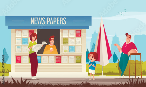 Newspaper Kiosk Cartoon