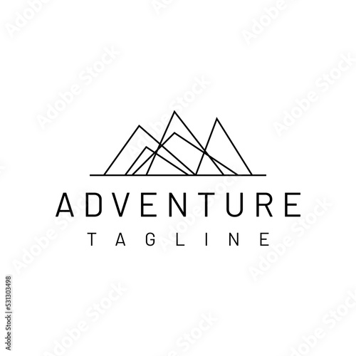 abstract mountain line art logo design