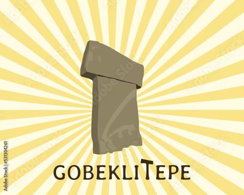 Gobeklitepe at Urfa. The world's oldest known megaliths, conceptual vector illustration. One of the symbols of TURKEY