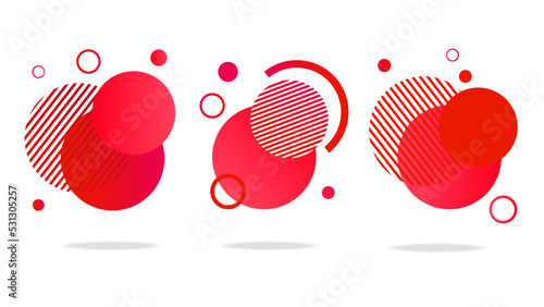 Fotografia Set of round abstract badges, icons or shapes in true red colors.