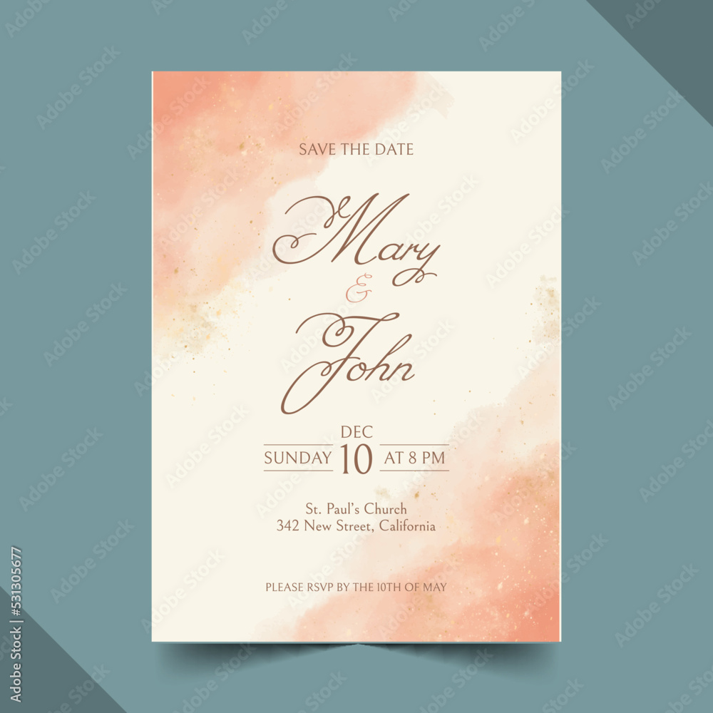 abstract watercolor wedding invitation vector design illustration
