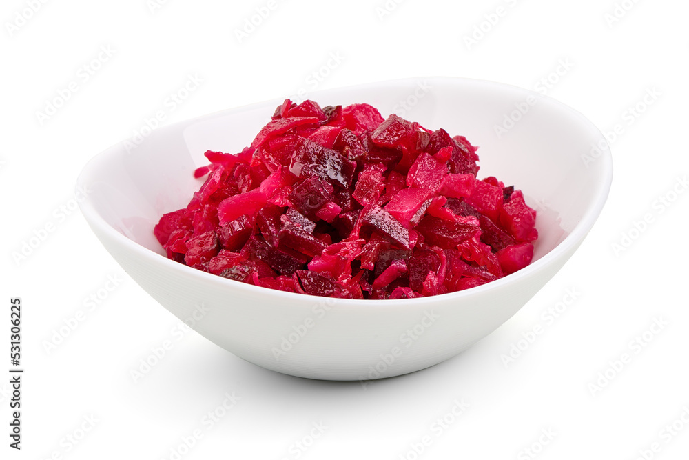 Vinaigrette salad. Traditional russian beetroot salad, isolated on white background. High resolution image. Vinaigrette salad. Traditional russian beetroot salad, isolated on white background. High resolution image.