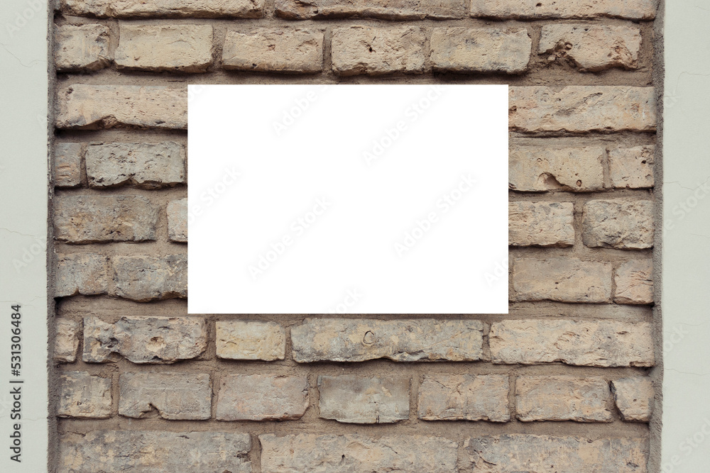 Mock up template. Horizontal blank signboard on the wall outdoors Mock up template. Horizontal blank signboard on the wall outdoors