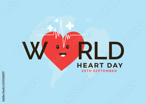 World Heart Day Poster Design With Happy Heart