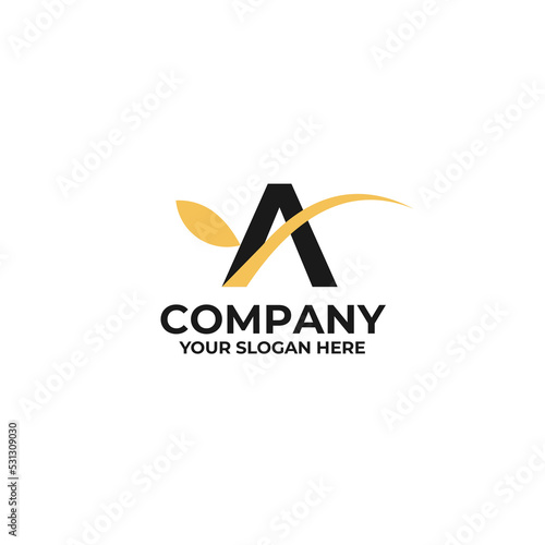 Letter A Leaf Modern Company Logo Template